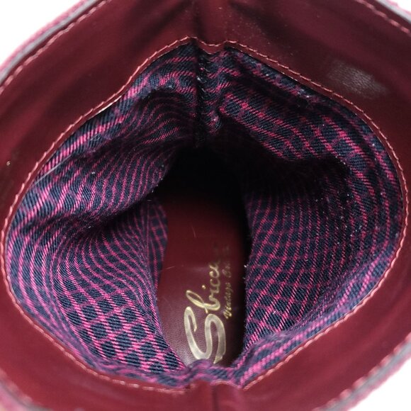 Sbicca Womens 7.5 Suede Fringe Heeled Ankle Boots Burgundy Western Style - Picture 8 of 9